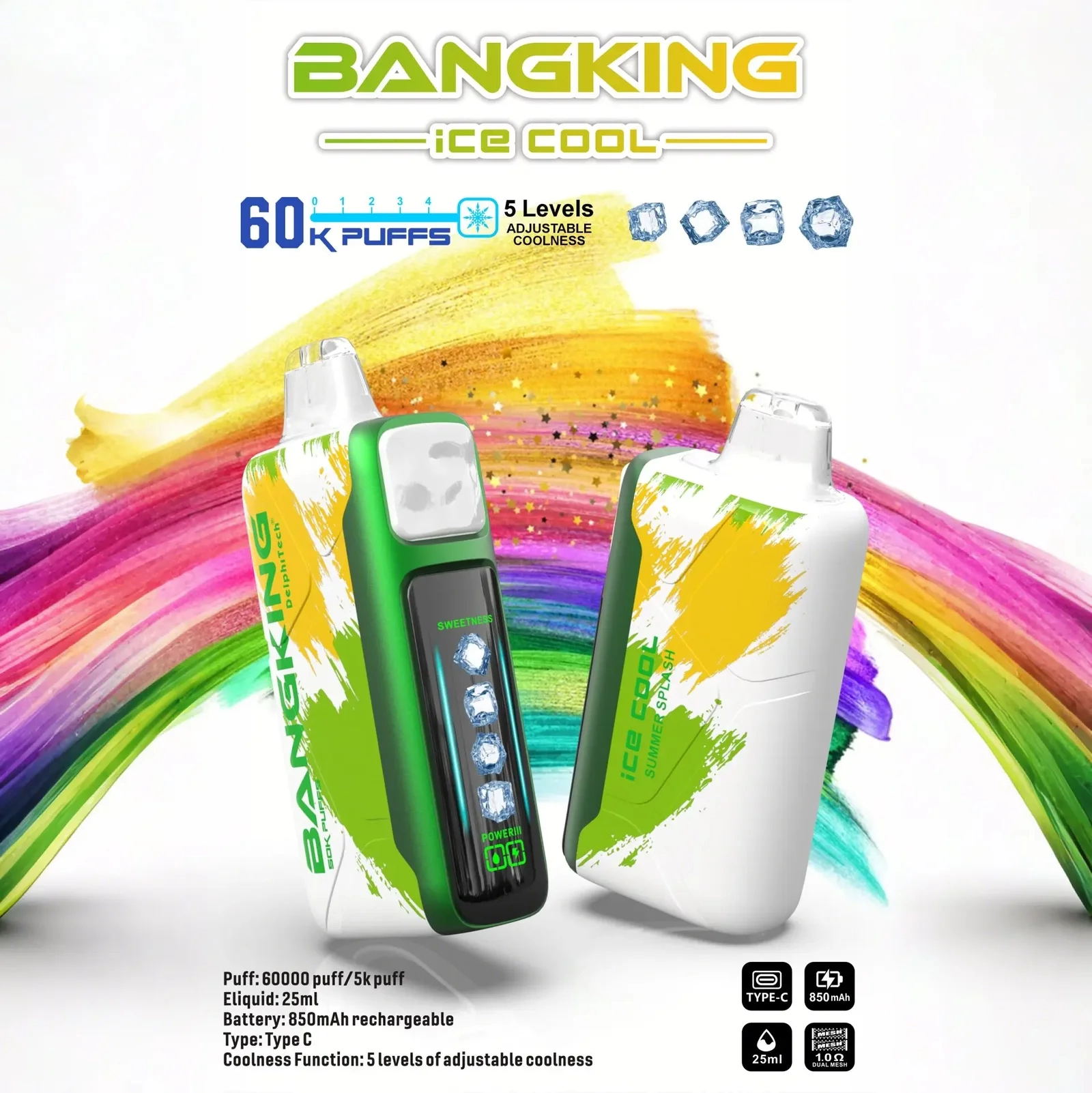 Bang King 60000 拋棄式電子煙|LED 螢幕顯示 × 五檔冰度調節|超長續航大容量・多款口味 Bang King 60000 拋棄式電子煙|LED 螢幕顯示 × 五檔冰度調節|超長續航大容量・多款口味:圖片 12