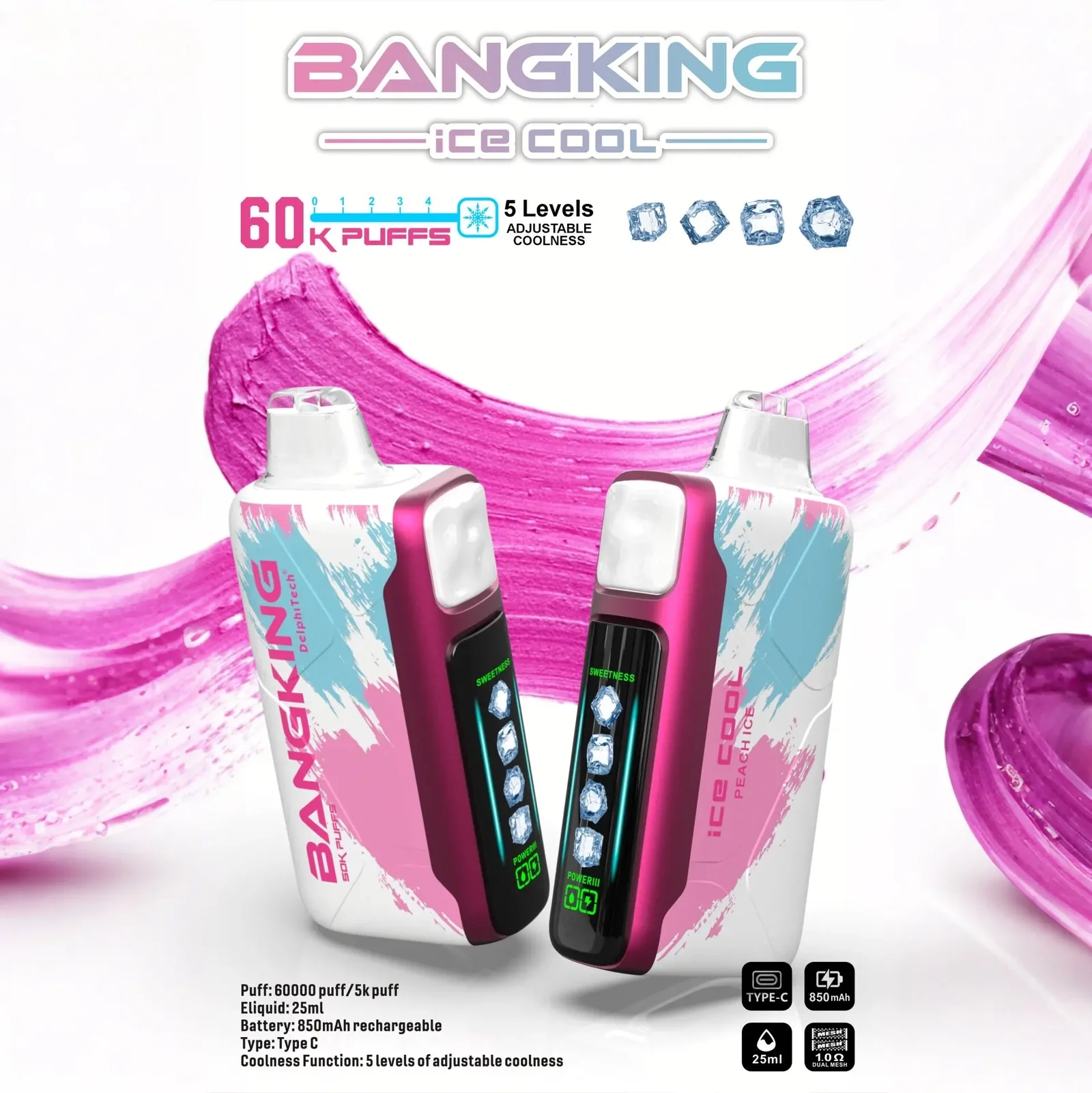 Bang King 60000 拋棄式電子煙|LED 螢幕顯示 × 五檔冰度調節|超長續航大容量・多款口味 Bang King 60000 拋棄式電子煙|LED 螢幕顯示 × 五檔冰度調節|超長續航大容量・多款口味:圖片 10
