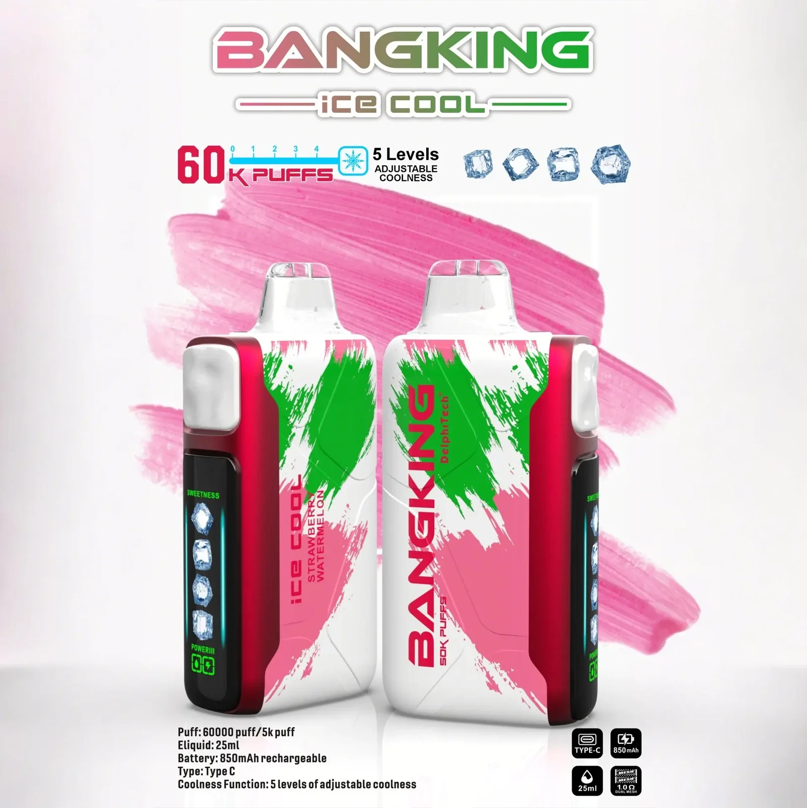 Bang King 60000 拋棄式電子煙|LED 螢幕顯示 × 五檔冰度調節|超長續航大容量・多款口味 Bang King 60000 拋棄式電子煙|LED 螢幕顯示 × 五檔冰度調節|超長續航大容量・多款口味:圖片 3