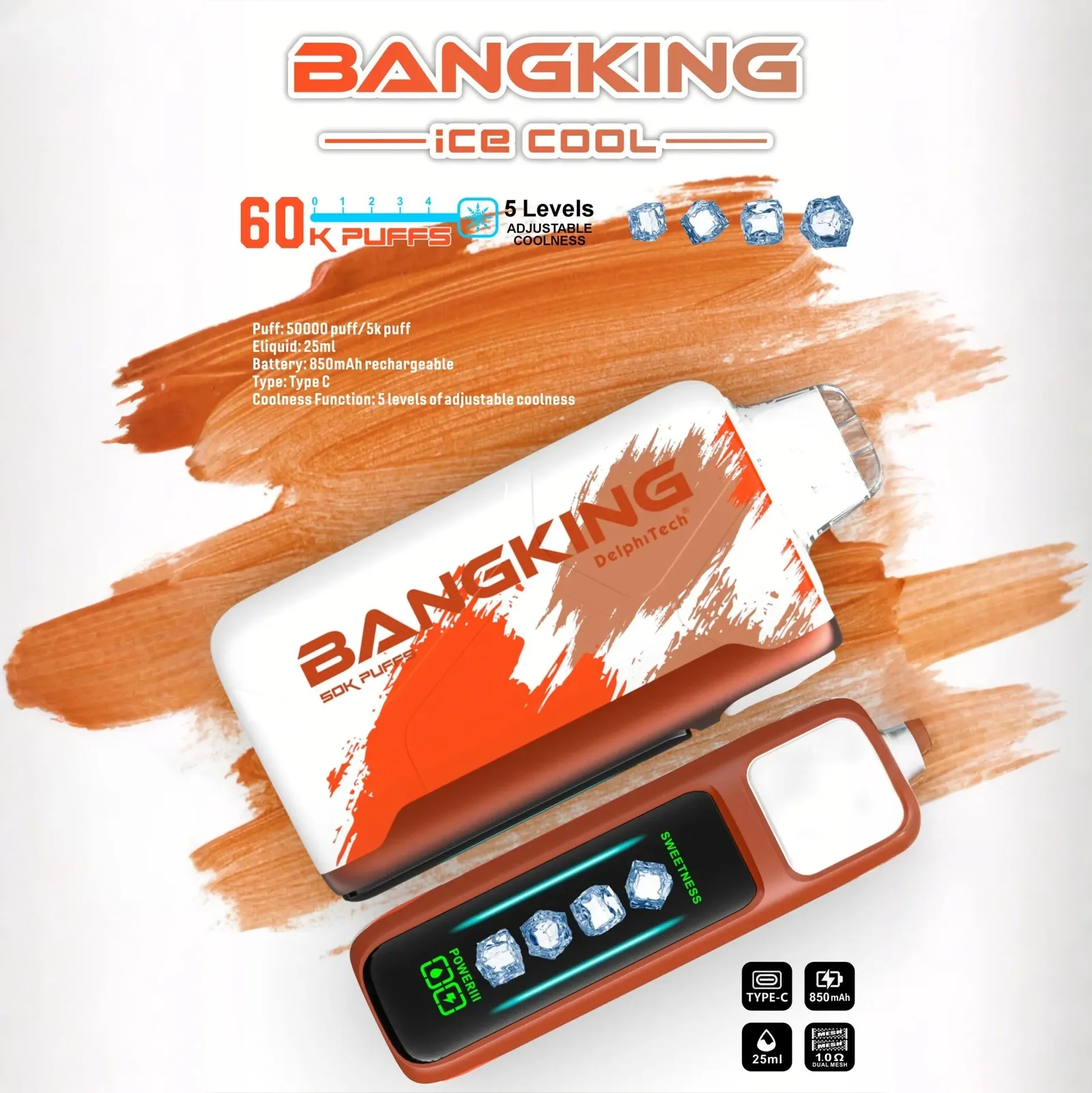 Bang King 60000 拋棄式電子煙|LED 螢幕顯示 × 五檔冰度調節|超長續航大容量・多款口味 Bang King 60000 拋棄式電子煙|LED 螢幕顯示 × 五檔冰度調節|超長續航大容量・多款口味:圖片 4
