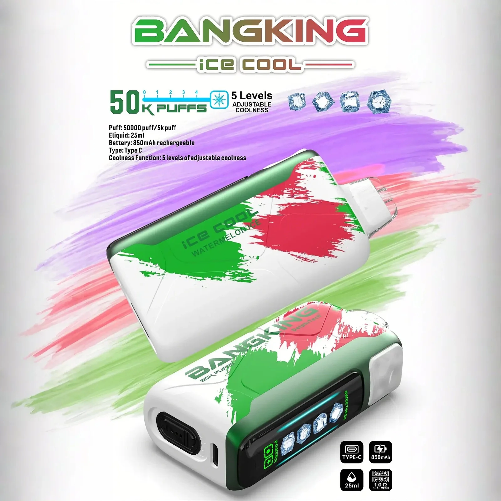 Bang King 60000 拋棄式電子煙|LED 螢幕顯示 × 五檔冰度調節|超長續航大容量・多款口味 Bang King 60000 拋棄式電子煙|LED 螢幕顯示 × 五檔冰度調節|超長續航大容量・多款口味:圖片 11
